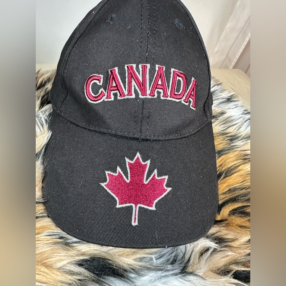 Black Canada Baseball Cap with Red Maple Leaf